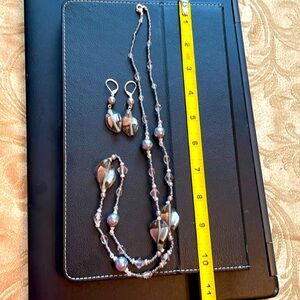 Gold and Silver Layered Necklace Set with Crystal Accents